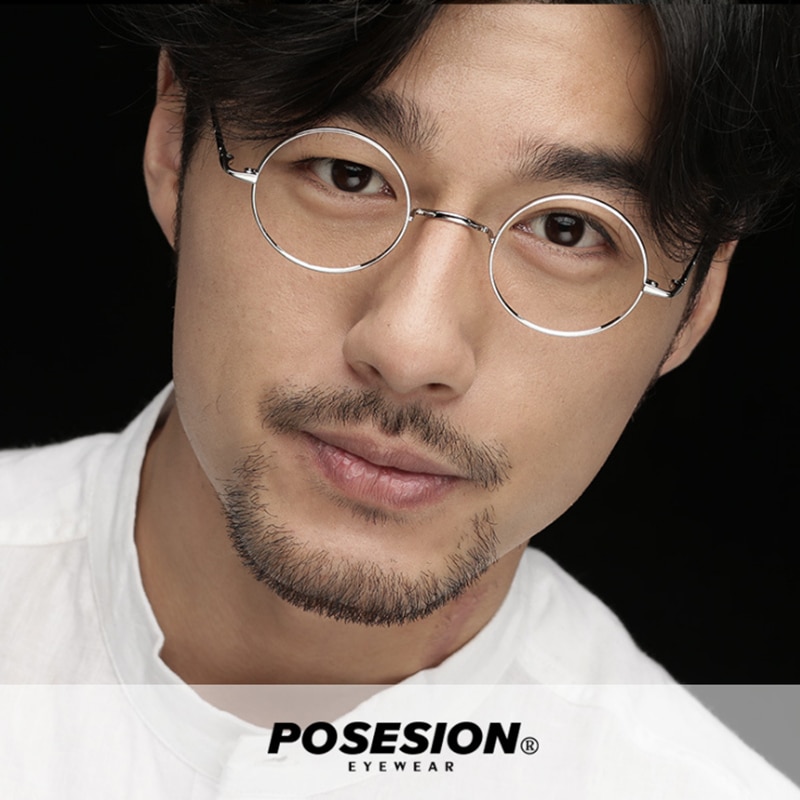 POSESION-광학 안경테 PS7808 남녀공용, 레트로 라운드 컴퓨터 안경, 투명 렌즈용 안경
